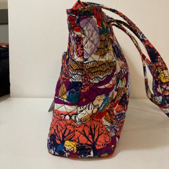 VERA BRADLEY Small Vera Tote Bag Fall for Peanuts Orange Multicolor Cotton - Picture 3 of 7